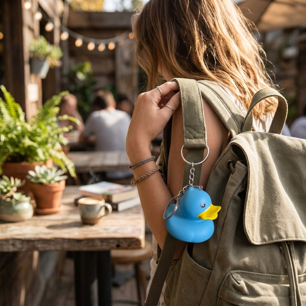 Cute Blue Rubber Duck Keychain