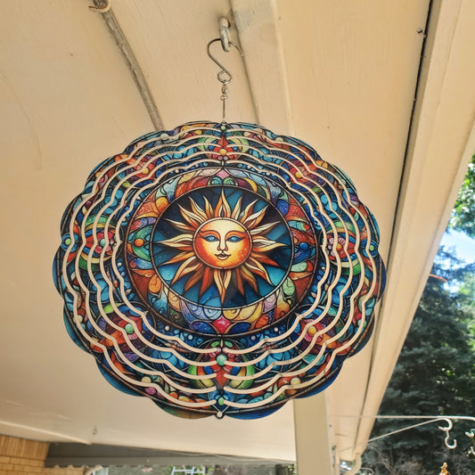 Colorful Sun Mandala Wind Spinner