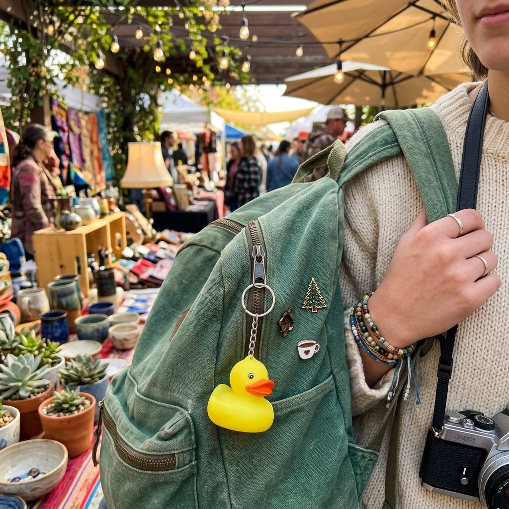 Classic Yellow Rubber Duck Keychain